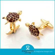 Schildkröten-geformte Gold überzogene Emaille Männer Manschettenknöpfe (SH-BC0011)